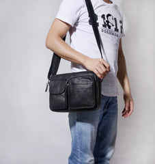 Handmade Genuine Leather Mens Cool Messenger Bag Chest Bag Bike Bag Cycling Bag for men