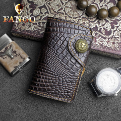 Handmade Leather Floral Mens Cool Key Wallet Wallet Card Holder Small Card Keychain Wallets for Men