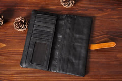 Handmade Leather Mens Cool Long Leather Wallet Bifold Clutch Wallet for Men - iwalletsmen