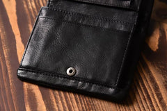 Handmade Mens Cool billfold Leather Wallet Men Small Slim Wallets Bifold for Men