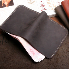Handmade Leather Mens Cool Slim Leather Wallet Men Small Wallets Bifold for Men