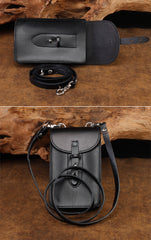 Cool Leather Mens Biker Cell Phone Holster Belt Pouch Side Bag Shoulder Bag for Men - iwalletsmen