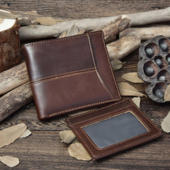 Handmade Leather Mens Cool Slim Leather Wallet Card Wallet Holders Men Small Wallets Bifold for Men