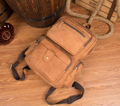 Cool Khaki Mens Leather 13inches Computer Backpack Camel Travel Backpack School Backpack for men - iwalletsmen