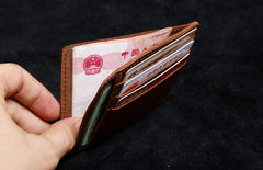 Genuine Leather Mens Cool Slim Front Pocket Wallet Leather Wallet Men Small Wallets  for Men