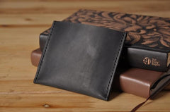 Handmade Mens Cool billfold Leather Wallet Men Small Card Slim Wallets Bifold for Men