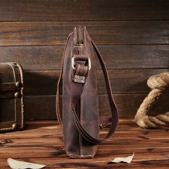 Handmade Leather Mens Cool Small Messenger Bag iPad Bag Chest Bag Bike Bag Cycling Bag for men