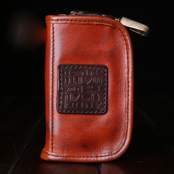 Genuine Leather Mens Cool Key Wallet Car Key Holder Car Key Case for Camel Men
