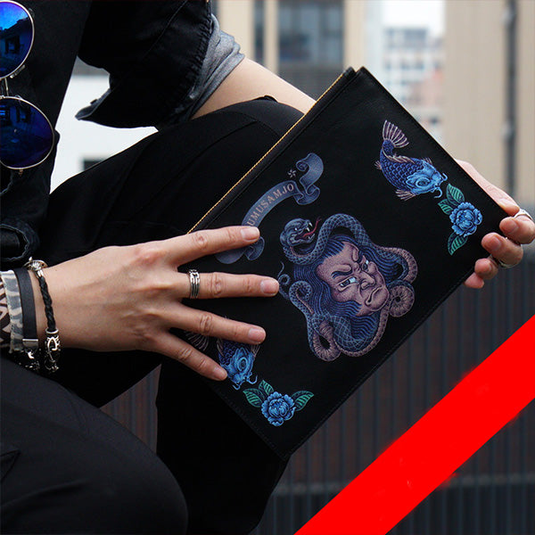 Handmade Leather Mens Clutch Cool Slim Wallet Zipper Clutch Wristlet Wallet for Men - iwalletsmen