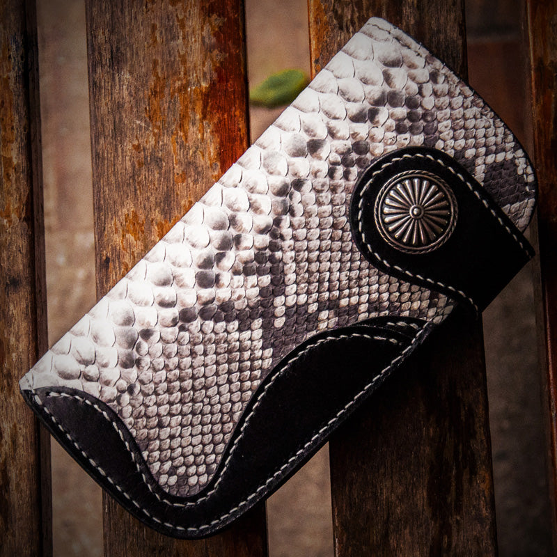 Handmade Leather Black Mens Chain Biker Wallet Cool Leather Wallet Long Clutch Wallets for Men