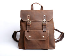 Genuine Leather Mens Cool Backpack Sling Bag Large Black Travel Bag Hiking Bag for men