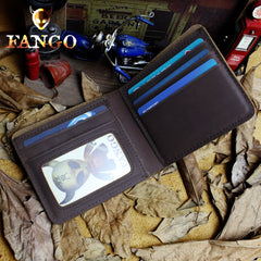 Handmade Leather Mens Cool Slim Leather Wallet Men billfold Wallets Bifold for Men