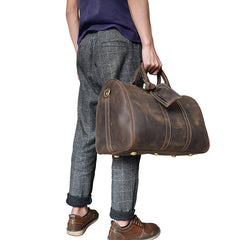 Genuine Leather Mens Cool Weekender Bag Travel Bag Duffle Bags Overnight Bag Holdall Bag for men