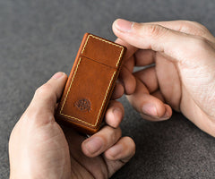 Cool Mens Green Leather Portable Ashtray Travel Ashtray Pocket Ashtray Lighter for Men - iwalletsmen