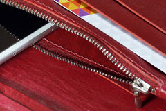 Handmade Leather Tooled Trifold Henna Floral Mens Long Wallet Cool Leather Wallet Clutch Wallet for Men