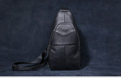 Genuine Leather Mens Cool Chest Bag Sling Bag Crossbody Bag Travel Bag Hiking Bag for men