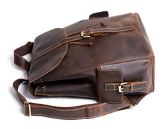 Handmade Leather Mens Cool Backpack Sling Bag Large Black Travel Bag Hiking Bag for men