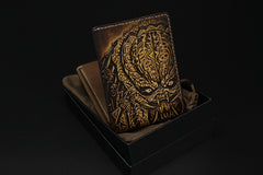 Handmade Leather Tooled Predator Mens billfold Wallet Cool Leather Wallet Slim Wallet for Men