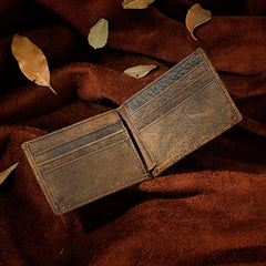 Handmade Leather Mens Cool Slim Leather Wallet Card Wallet Holders Men Small Wallets Bifold for Men
