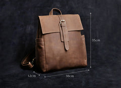 Genuine Leather Mens Cool Backpack Sling Bag Large Black Travel Bag Hiking Bag for men