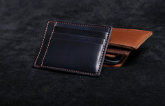 Genuine Leather Mens Cool Slim Front Pocket Wallet Leather Wallet Men Small Wallets  for Men