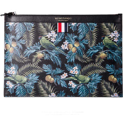 Handmade Leather Mens Clutch Birds Cool Slim Wallet Zipper Clutch Wristlet Wallet for Men - iwalletsmen