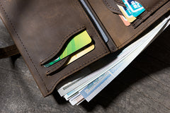 Handmade Leather Mens Cool Slim Leather Wallet Men Small Wallets Bifold for Men