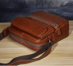 Genuine Leather Mens Cool Messenger Bag Chest Bag Bike Bag Cycling Bag for men