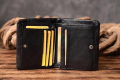 Handmade Mens Cool billfold Leather Wallet Men Small Slim Wallets Bifold for Men