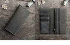 Handmade Leather Mens Clutch Wallet Cool Leather Wallet Long Phone Wallets for Men