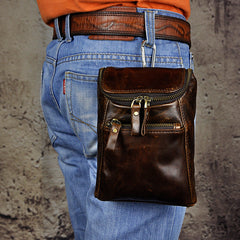Leather Belt Pouch Mens Small Cases Waist Bag Hip Pack Belt Bag Fanny Pack Bumbag for Men