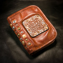 Handmade Leather Mens Chain Biker Wallet Cool Leather Wallet Long Phone Wallets for Men