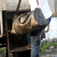 Genuine Leather Mens Cool Weekender Bag Travel Bag Duffle Bags Overnight Bag Holdall Bag for men