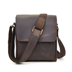 Genuine Leather Mens Messenger Bag Vertical iPad Shoulder Bag For Men