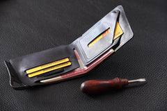 Handmade Mens Cool billfold Leather Wallet Men Small Slim Wallets Bifold for Men - iwalletsmen