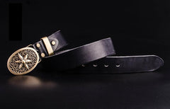 Handmade Genuine Leather Punk Rock Western Country Star of David Mens Cool Men Biker Trucker Leather Belt