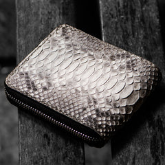 Handmade Leather Boa Skin Tooled Mens billfold Wallet Cool Slim Wallet Biker Wallet for Men