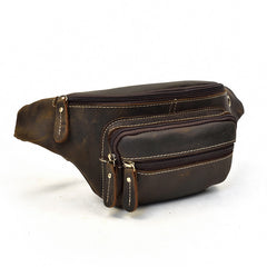 Vintage Leather Fanny Pack Mens Waist Bag Hip Pack Belt Bag for Men - iwalletsmen
