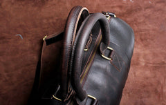 Genuine Leather Mens Bucket Bag Cool Weekender Bag Travel Bag Duffle Bags Overnight Bag Holdall Bag for men