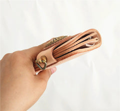 Handmade Mens Leather Biker Chain Wallets Cool Beige Long Biker Wallet with Chain - iwalletsmen