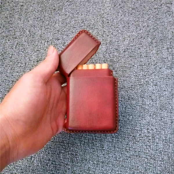 Leather Mens 12pcs Cigarette Holder Case Cool Custom Cigarette Case for Men - iwalletsmen