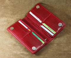 Handmade Leather Tooled Trifold Henna Floral Mens Long Wallet Cool Leather Wallet Clutch Wallet for Men
