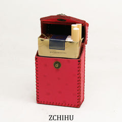 Cool Handmade Leather Womens Pink Cigarette Holder Case for Women - iwalletsmen