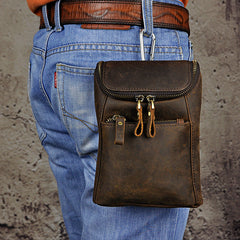 Leather Belt Pouch Mens Small Cases Waist Bag Hip Pack Belt Bag Fanny Pack Bumbag for Men