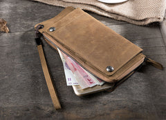 Handmade Leather Mens Cool Long Chain Wallet Phone Biker Trucker Wristlet Wallet