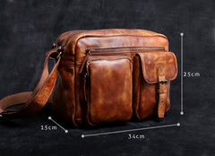 Genuine Leather Mens Cool Messenger Bag Chest Bag Bike Bag Cycling Bag for men