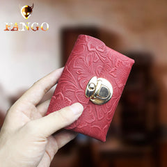 Handmade Leather Floral Mens Cool billfold Wallet Card Holder Small Card Slim Wallets for Men