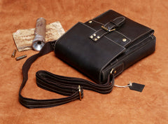 Handmade Leather Mens Cool Messenger Bag Square Bag Chest Bag Bike Bag Cycling Bag for men