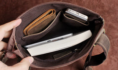 Handmade Leather Mens Cool Messenger Bag Square Bag Chest Bag Bike Bag Cycling Bag for men