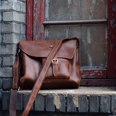 Handmade Leather Mens Cool Small Messenger Bag iPad Bag Chest Bag Bike Bag Cycling Bag for men